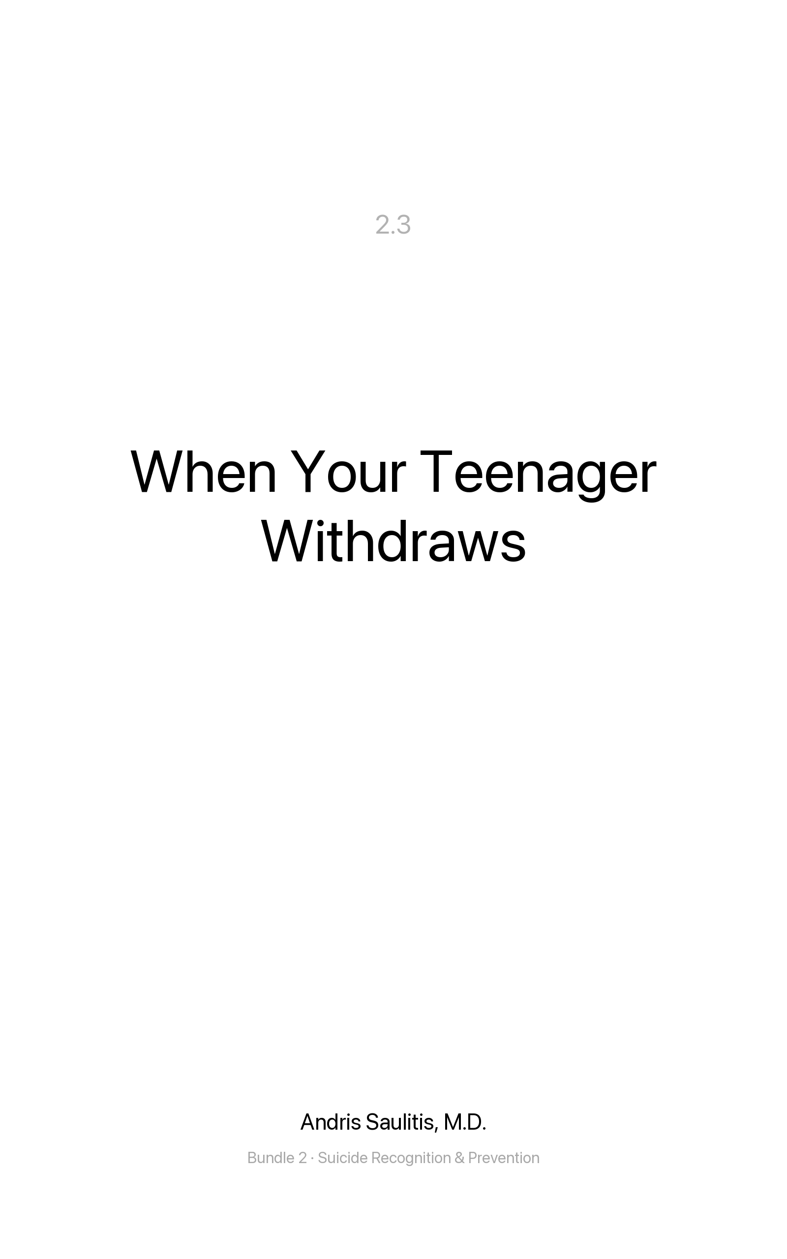 When Your Teenager Withdraws