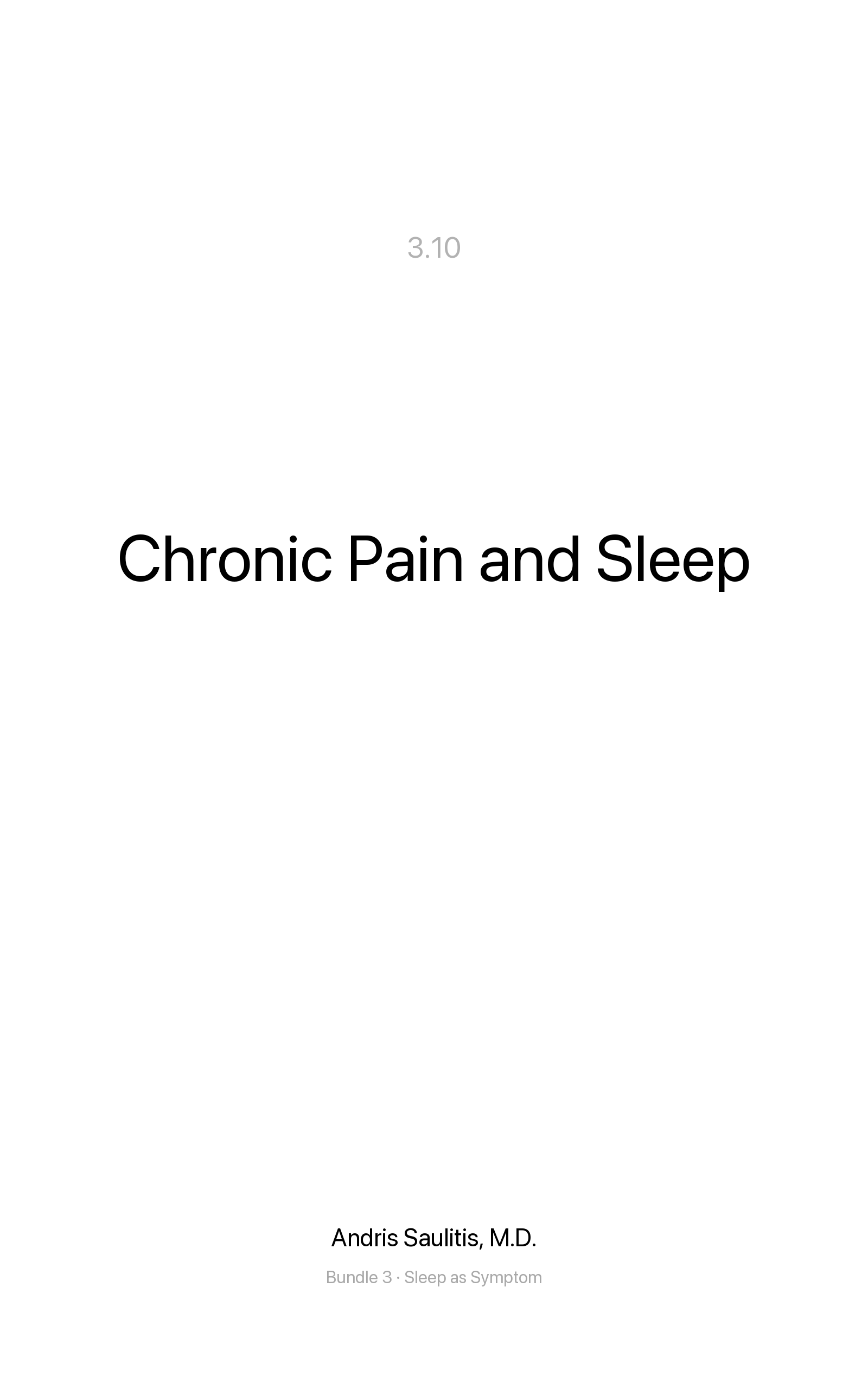 Chronic Pain and Sleep