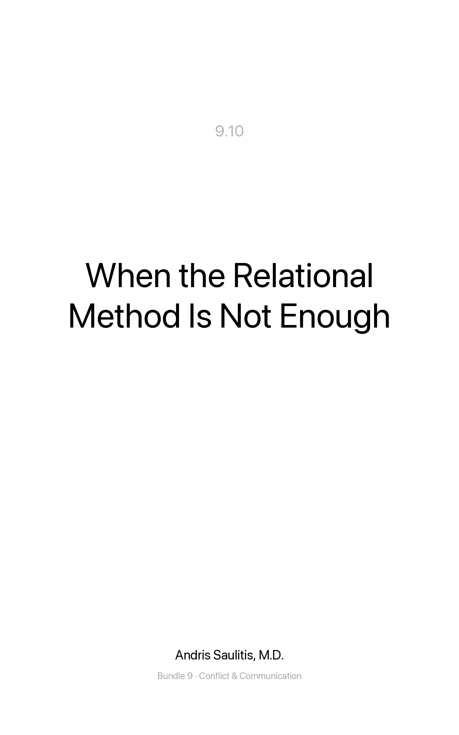 When the Relational Method Is Not Enough